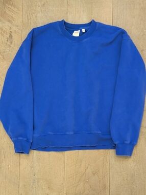 Aritzia TNA Cozy Fleece Perfect Crewneck Sweatshirt Blue XL